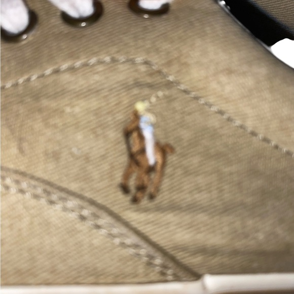 Polo Ralph Lauren Keaton Canvas Sneaker Tan w/ cognac leather embroidered polo - Picture 9 of 13